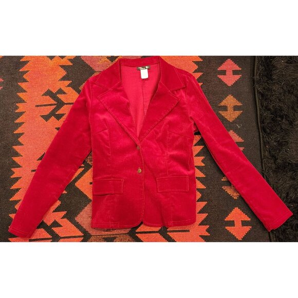 NEW Vintage White Moon Red Corduroy Blazer Jacket L - Picture 1 of 9
